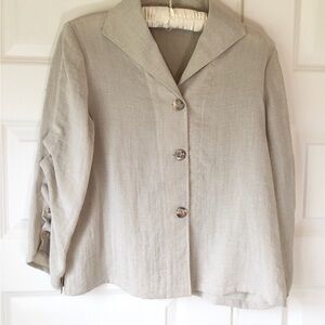 Fridaze Shirt Women Sz XS Tan Linen Button up Shirt